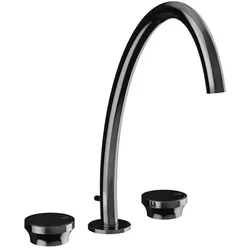 Gessi Origini 3-Loch Waschtischarmatur, hohe Version, mit Ablaufgarnitur, Ausladung 231mm, 66015706, Farbe: Metall Schwarz PVD