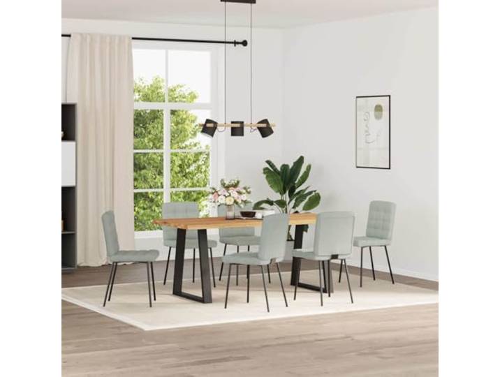 KGHERMDF Esszimmerstühle 6 STK. Hellgrau Samt Metall-Holz-Gestell, Dicke Schaumstoffpolsterung, Vielseitig für Esszimmer, Wohnzimmer