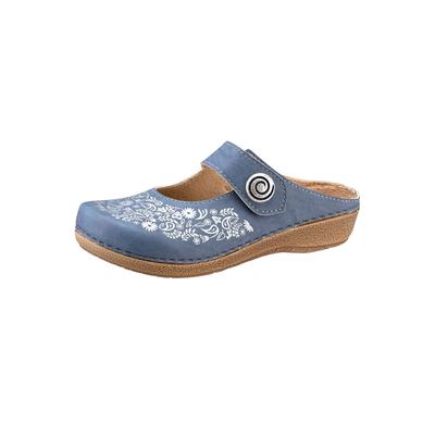 Clog FRANKEN-SCHUHE, Damen, Gr. 37, Textil, blau (jeansblau), Lederimitat, Schuhe Clog