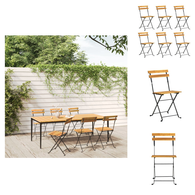 vidaXL Klappbare Gartenstühle 6 Stk. Stahl und Massivholz Akazie - Gartenstühle