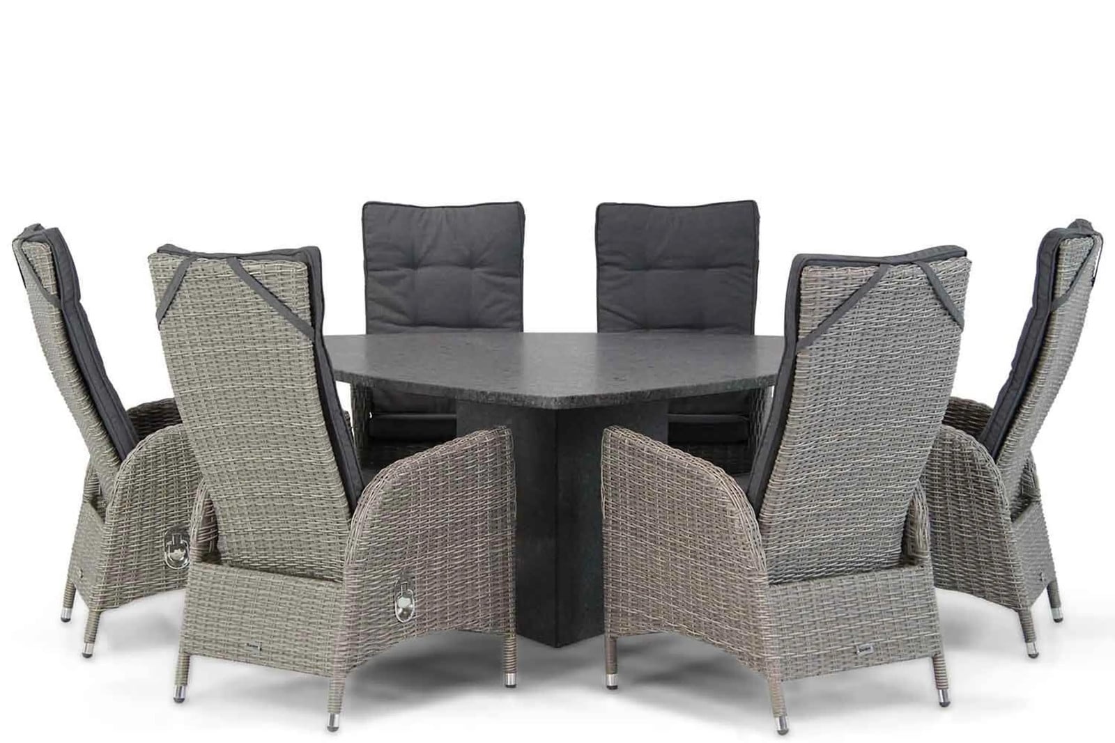 Garden Collections Lincoln Triangel Dining Tuinset Graniet Grijs 170 cm