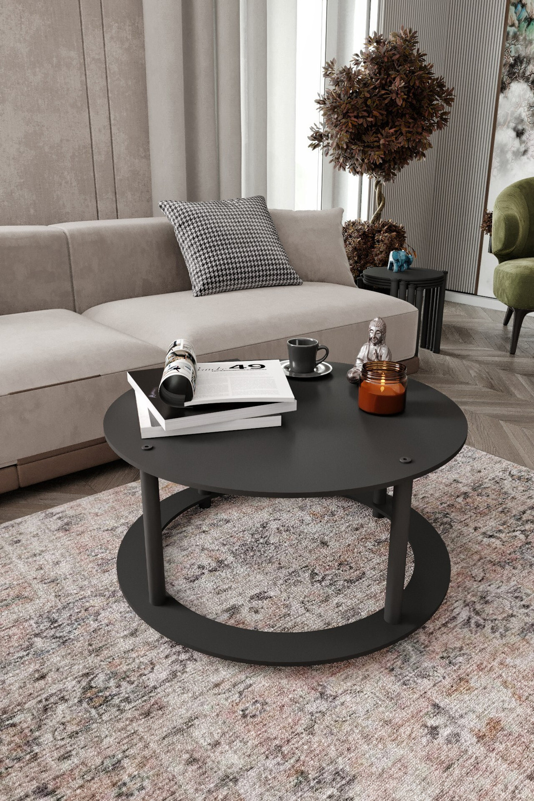 Skye Decor Salontafel, zwart, Ø 70 cm, Hoogte: 38 cm