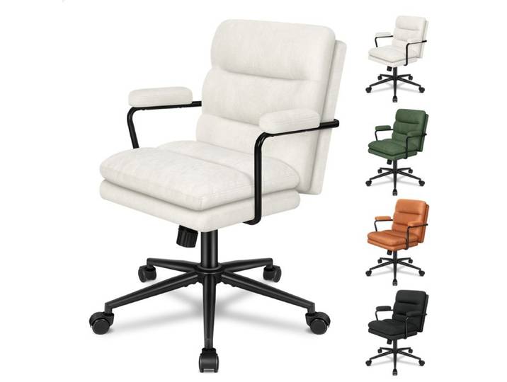 Chaise de maquillage ALFORDSON à roulettes chaise de bureau rembourrée pour femmes et jeunes filles chenille beige