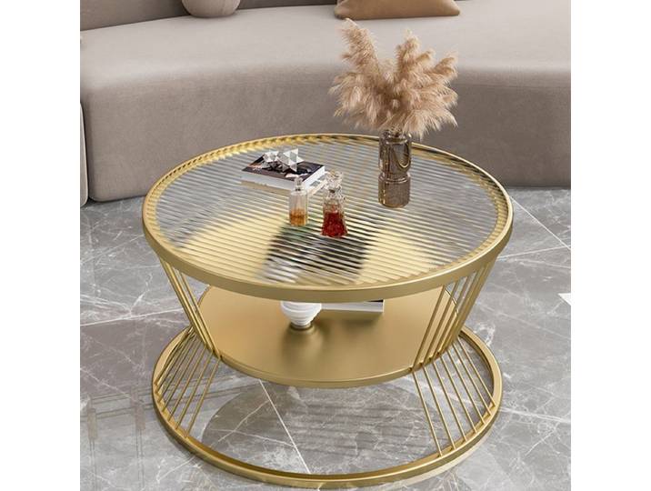 Table basse ronde en verre trempé, tables centrales de salon, tables basses de luxe modernes avec rangement, meubles minimalistes