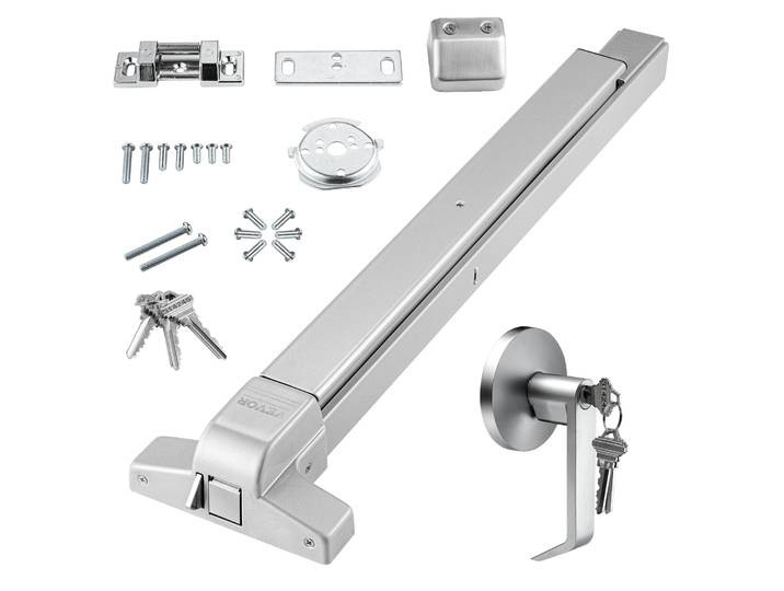 SucceBuy serrures de porte à barre de poussée barres de panique en acier inoxydable portes de sortie avec levier extérieur barre de poussée dispositif de sortie de panique quincaillerie de porte