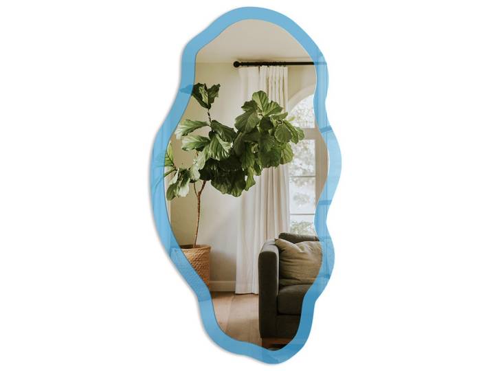 SPIEGEL 90x45 cm asymmetrisch mit Druck - Blaues Wasser