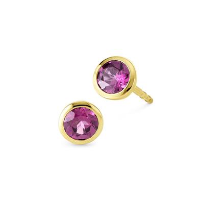 Paar Ohrstecker OROLINO "Gold 585 mit 2x Pink Rhodolith", gelb (gelb, pink), Ohrringe, Damen, one-size, Gold