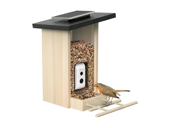 Futterspender BIRDFY mit AI-Kamera , beige (beige, schwarz), B:21cm H:35cm T:23cm, Futterautomaten, Futterspender