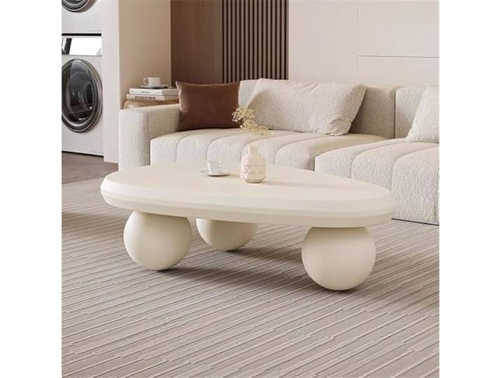 RZTPYS Moderner Couchtisch Für Das Wohnzimmer, Beistelltisch Mit Einzigartigem Design, Langlebig Und Leicht Zu Reinigen, Frei Geformter Teetisch Mit Soliden Und Stabilen Beinen,A White l117cm