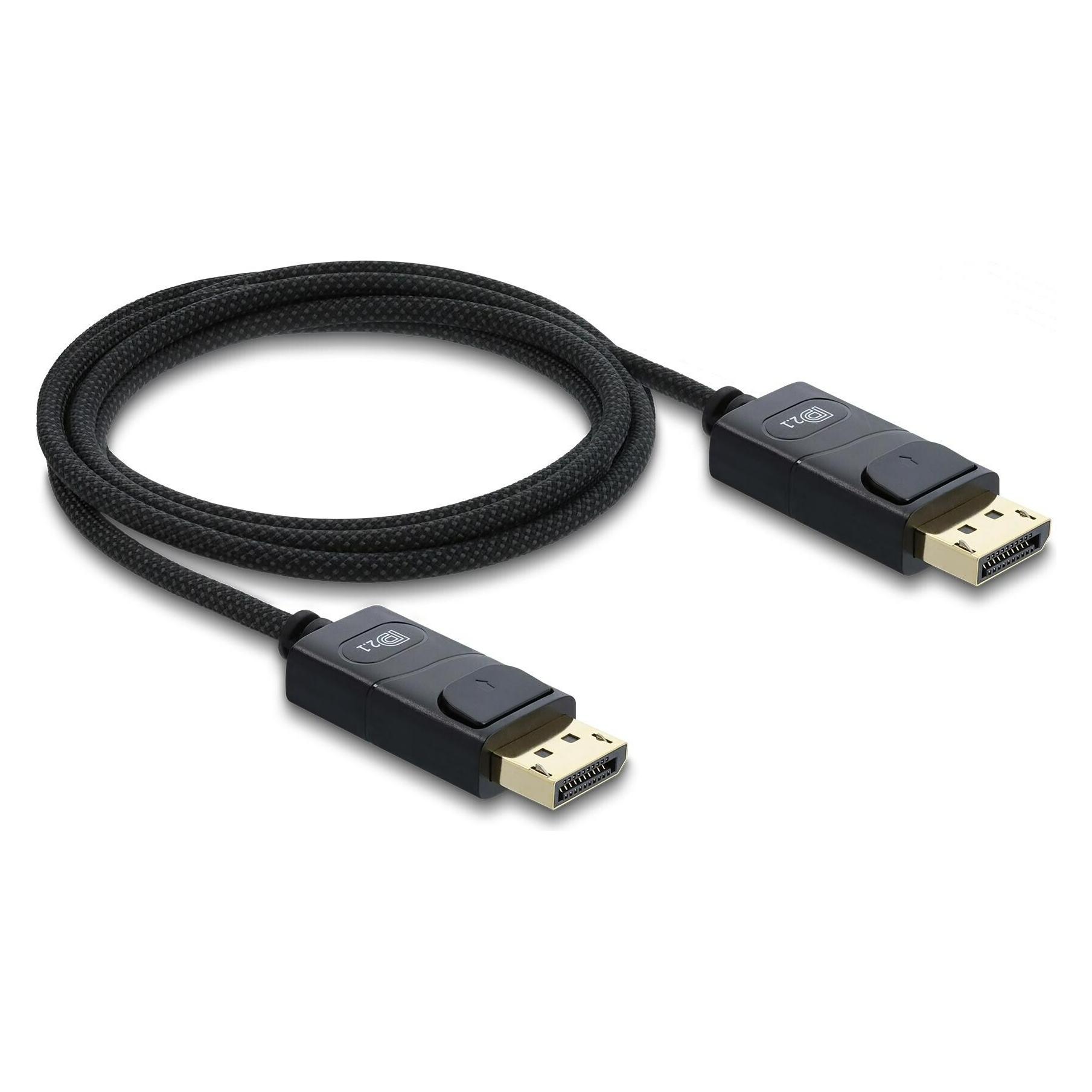 Delock Koaxiales DisplayPort Kabel 16K 60 Hz 80 Gbps mit Geflechtmantel 2 m (2 m) (417857)