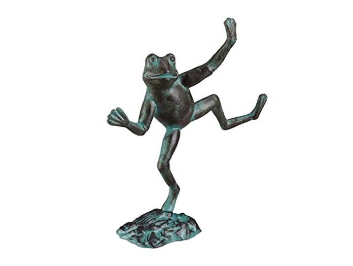 Relaxdays Statue de Jardin\, Lot de 5\, Grenouille dansante\, Fonte Fer\, Sculpture\, Figurine de Jardin\, Taille L\, décoration\, Vert