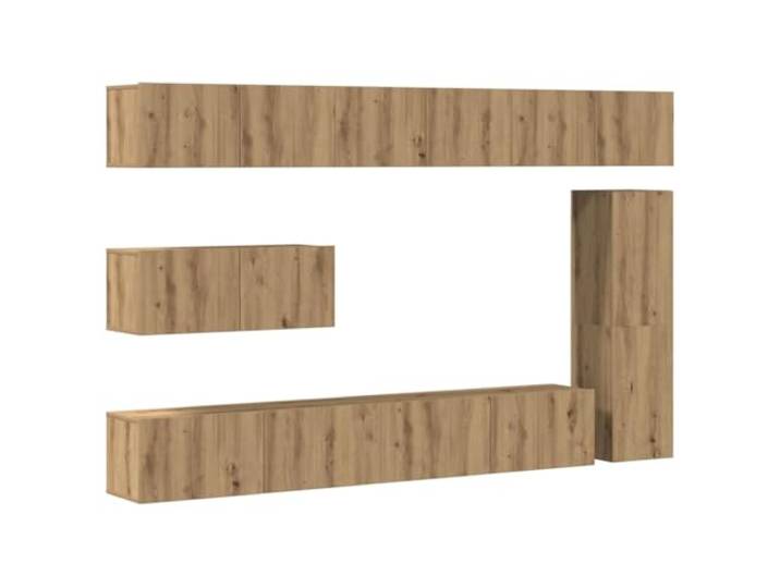 Makastle TV-Schrank Set 7-TLG. Hängend Artisan-Eiche