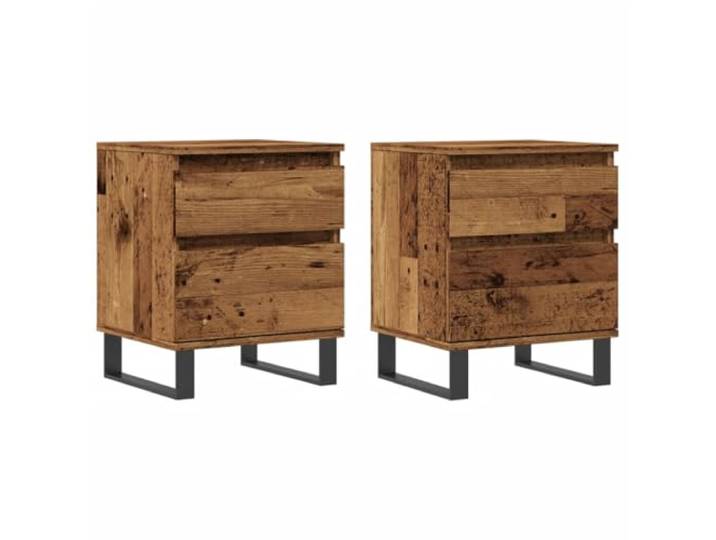 Heofavd Nachttische 2er Set Altholz-Optik 40x35x50 cm Beine Metall