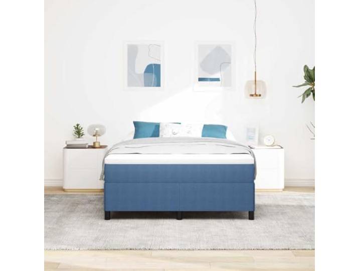 KTHLBRH Boxspringbett blau 160 x 200 cm Struktur aus Kiefernholz, eleganter Samt, Lattenrost inklusive, maximale Belastung 280 kg