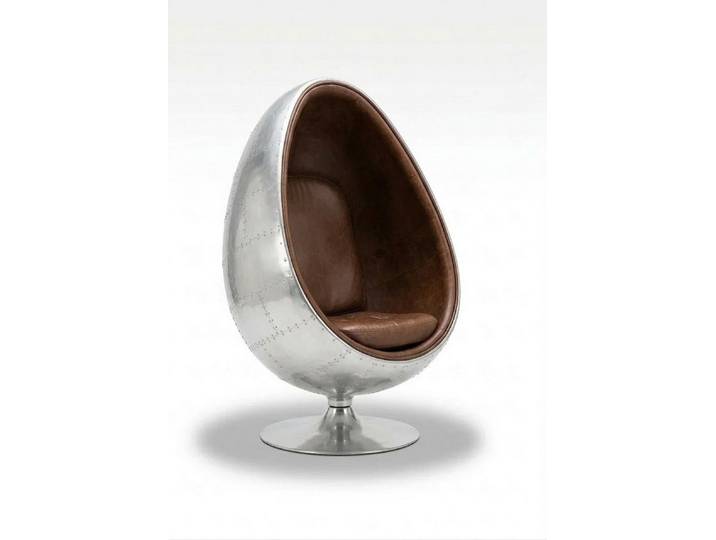 Xlmoebel Sessel Retro Lounge Sessel Egg Ball Silber Aviator Drehbar Stilvoll Sofort, Hergestellt in Europa