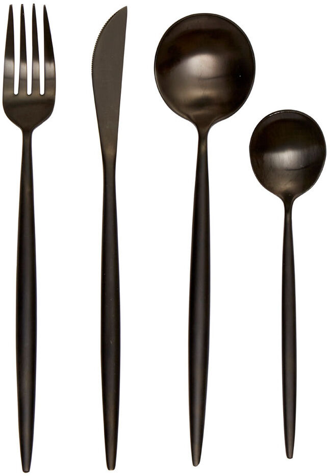 Fjørde & Co Danna 16 Piece Cutlery Set, Service for 4 Matte Black 16
