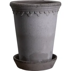 Københavner Blumentopf 10 cm hoch grau mit Untersetzer