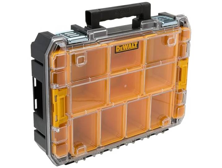 DEWALT Organiseur TSTAK DWST82968-1 - Etanche IP54-7\,8L - Pour Petites Pièces et Accessoires - Couvercle en Polycarbonate Transparent