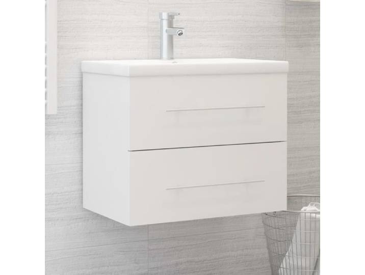 Armoire d'évier avec lavabo intégré - KEENSO - AB3099041 - Blanc - Aggloméré - Céramique