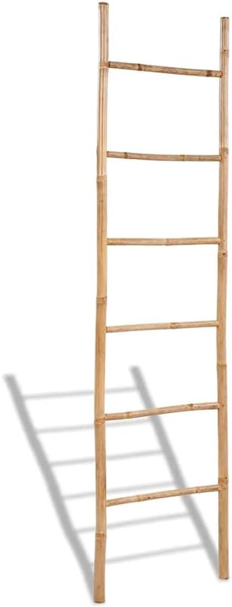 Handdoekladder van bamboe met 6 sporten