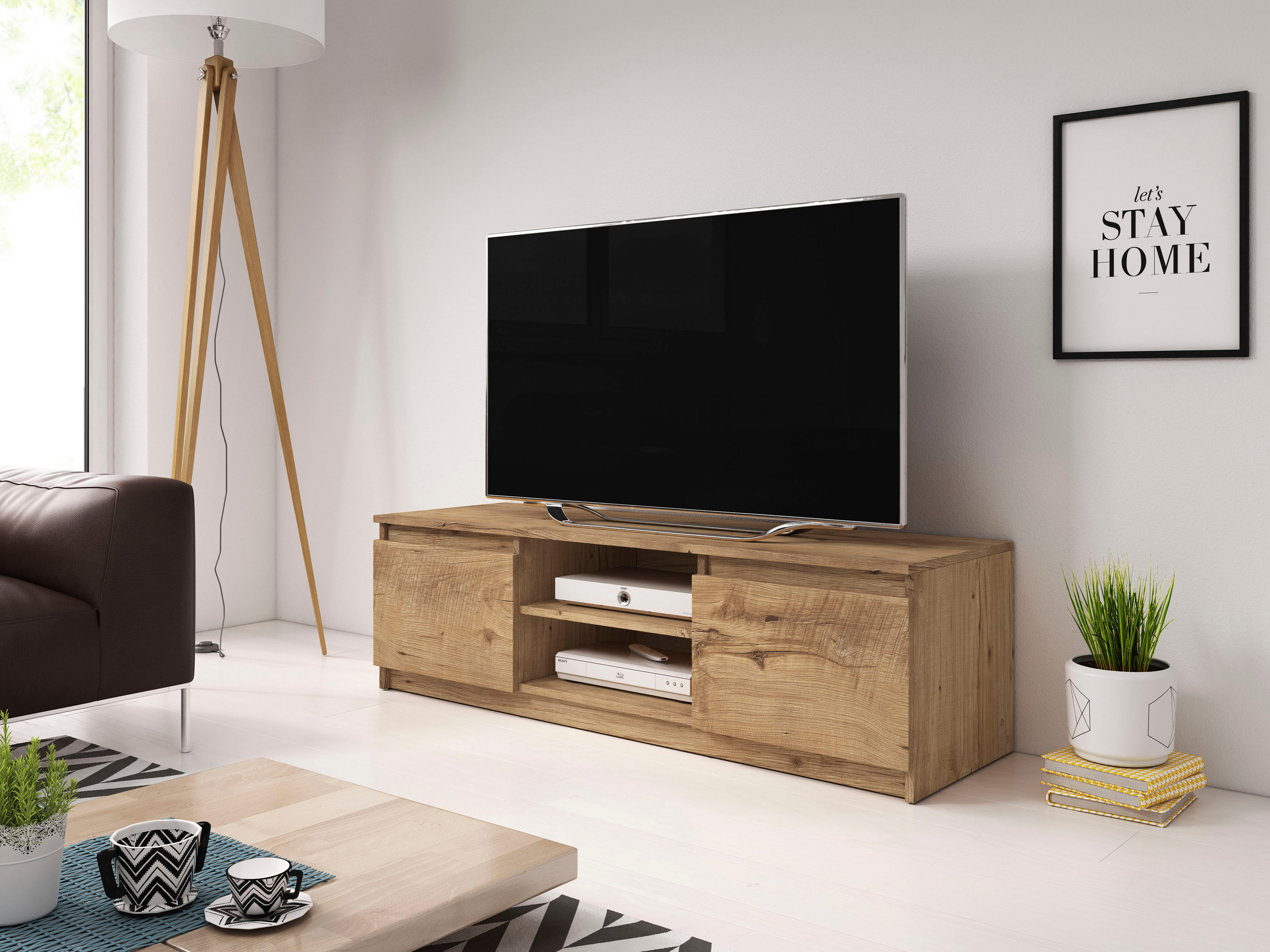 Lowboard HOME AFFAIRE "DINGO", braun (kastanienfarben breslau), B:120cm H:35,5cm T:38cm, Sideboards, Lowboard, zeitloser TV-Schrank, TV-Board Breite 120 cm, grifflose Fernsehschrank kastanienfarben breslau B/H/T: 120cm x 35,5cm x 38cm,matt, 2 Stk.