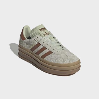 Plateausneaker ADIDAS ORIGINALS "GAZELLE BOLD", Damen, Gr. 40, halo grün, dusky bronze, gold metallic, Leder, Schuhe Plateausneaker