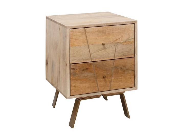 Wohnling Nachtkonsole WL5.606 SIKAR Nachttisch Boxspringbett Nachtkästchen Holz Massiv (Nachtschrank Hoch, 40x56x40 cm Mango Massivholz), Nachttisch mit Schub, Nachtkästchen Boxspringbett