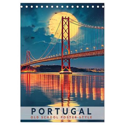 Portugal - Old School Poster Style (Tischkalender 2027 DIN A5 hoch), CALVENDO Monatskalender