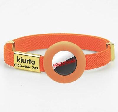 Uplift Treasures Personalized Breakaway Cat Collar With AirTag Holder orange