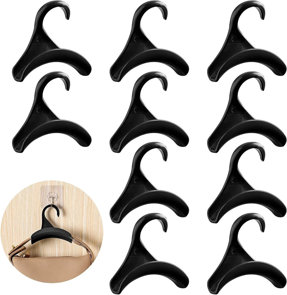 Set van 10 handtas hangers en kledinghangers voor rugzakken, sjaals en riemen