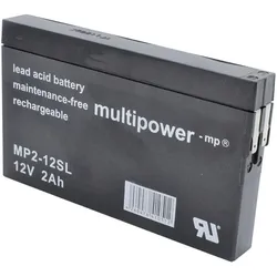 Multipower MP2-12SL MP2-12SL Bleiakku 12 V 2 Ah Blei-Vlies (AGM) (B x H x T) 148 x 90 x 20 mm Flachstecker 4.8 (2000 mAh, 12 V)
