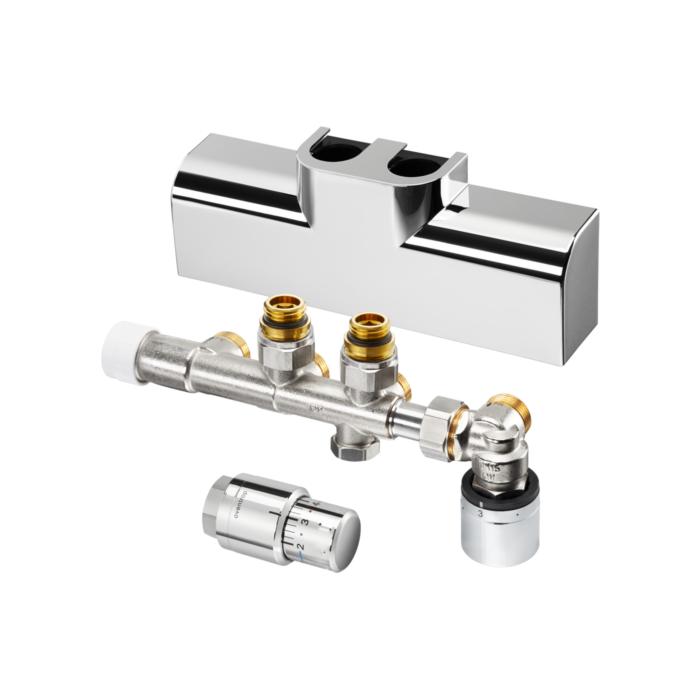 Oventrop Multiblock T-RTL Anschlussset 1184288 verchromt, für Multiblock T-RTL/Uni SH, Eckform