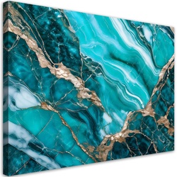 LEINWANDBILD Türkisfarbener Marmor mit Gold 120x80cm