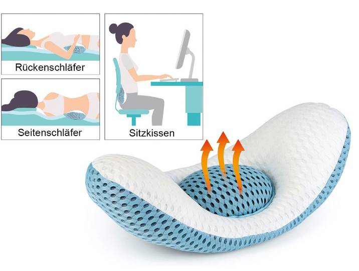 Lendenkissen 5-in-1 mit Wärme- und Massagefunktion, Grau