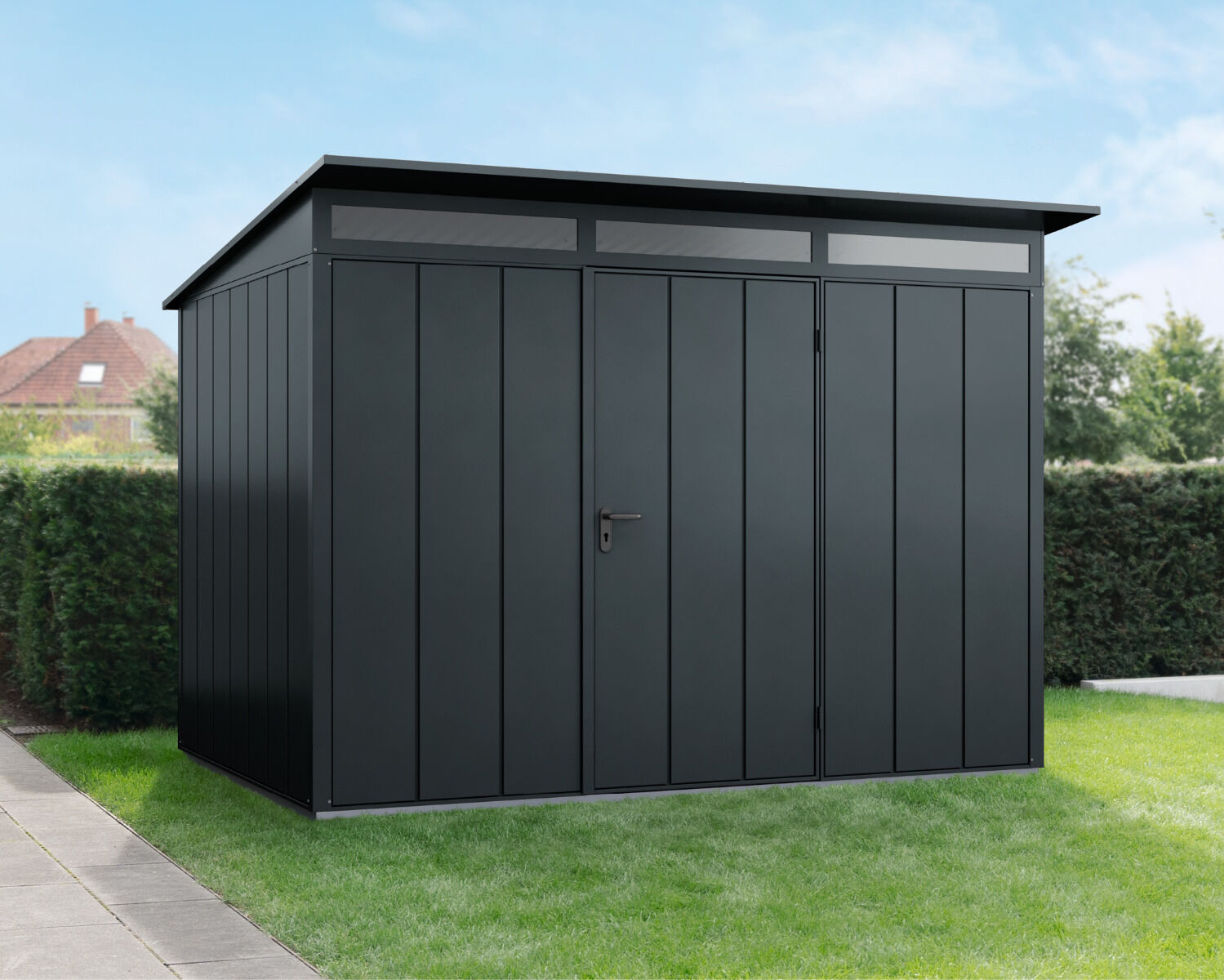 Hörmann EcoStar Gerätehaus Modell ELEGANT mit Pultdach