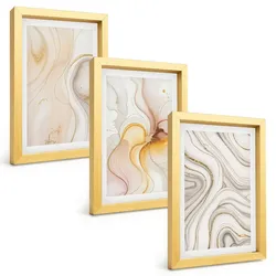 BILDER SET 3er Set - 20x30 cm Goldrahmen - Abstrakte warme Muster