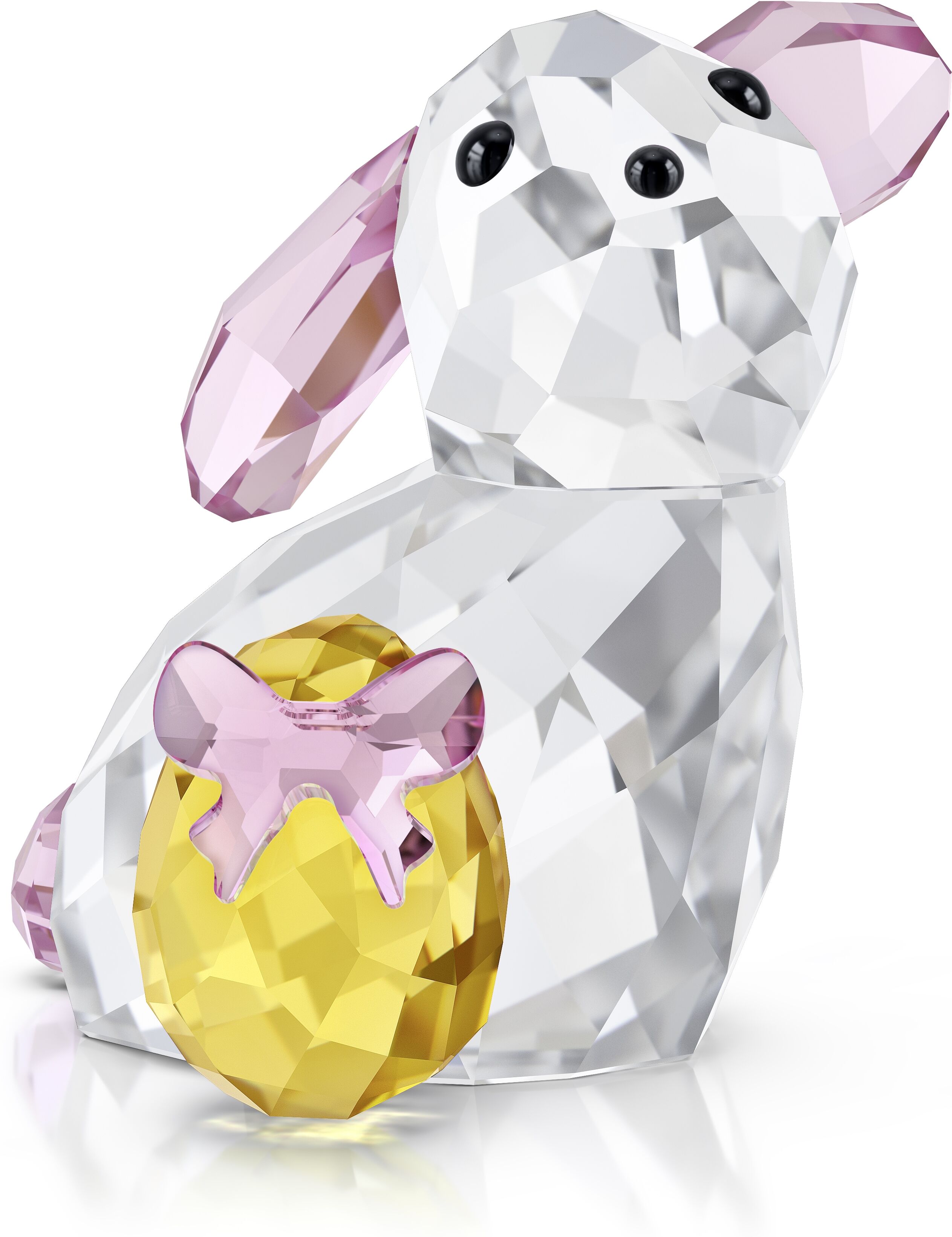 Osterhase SWAROVSKI "Kristallfigur Sammelfigur IDYLLIA EASTER BUNNY", transparent (kristallweiß, rosa, gelb, schwarz), Dekofiguren, B/H/T: 2,7cm, Swarovski Kristall, Swarovski Kristall mit schwarzem Emaille, H:2,7cm