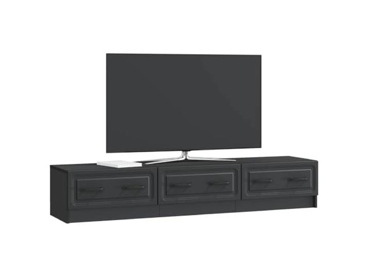 GKHPYURE TV-Schrank Schwarz 147 x 34,5 x 27 cm Holz technisch 3 Schubladen, großer Raum, modernes Design, pflegeleicht, für Wohnzimmer