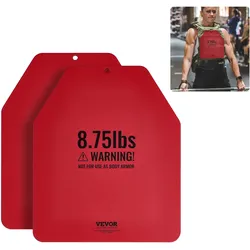 VEVOR Gewichtswestenplatten 3,97 kg x 2 Stk. Premium-Gewichtsplatten aus Stahl, konturierte ergonomische Passform – WODs, Zusatzgewicht für Gewichtswesten, Krafttraining Laufen Fitness Rot