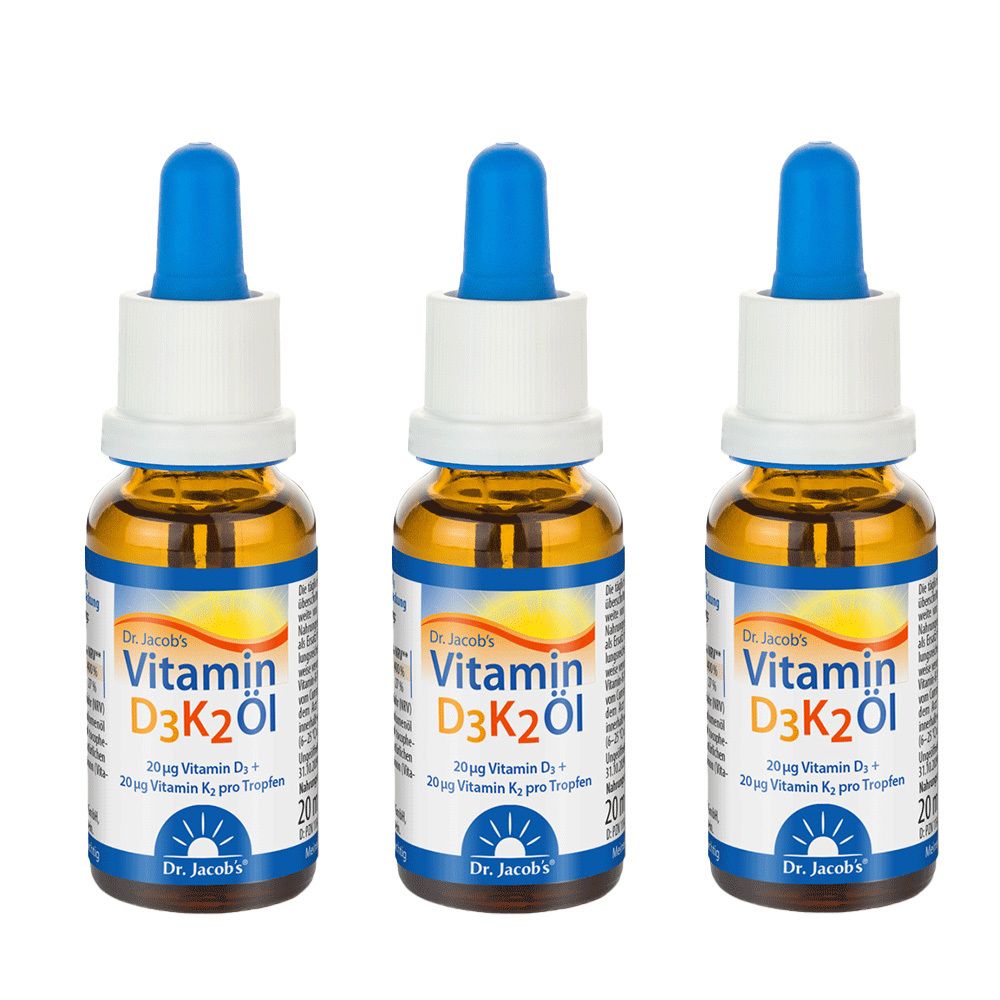 Vitamin D3K2 OEL DR Jacobs 3er-Pack 3x20 ml Tropfen zum Einnehmen