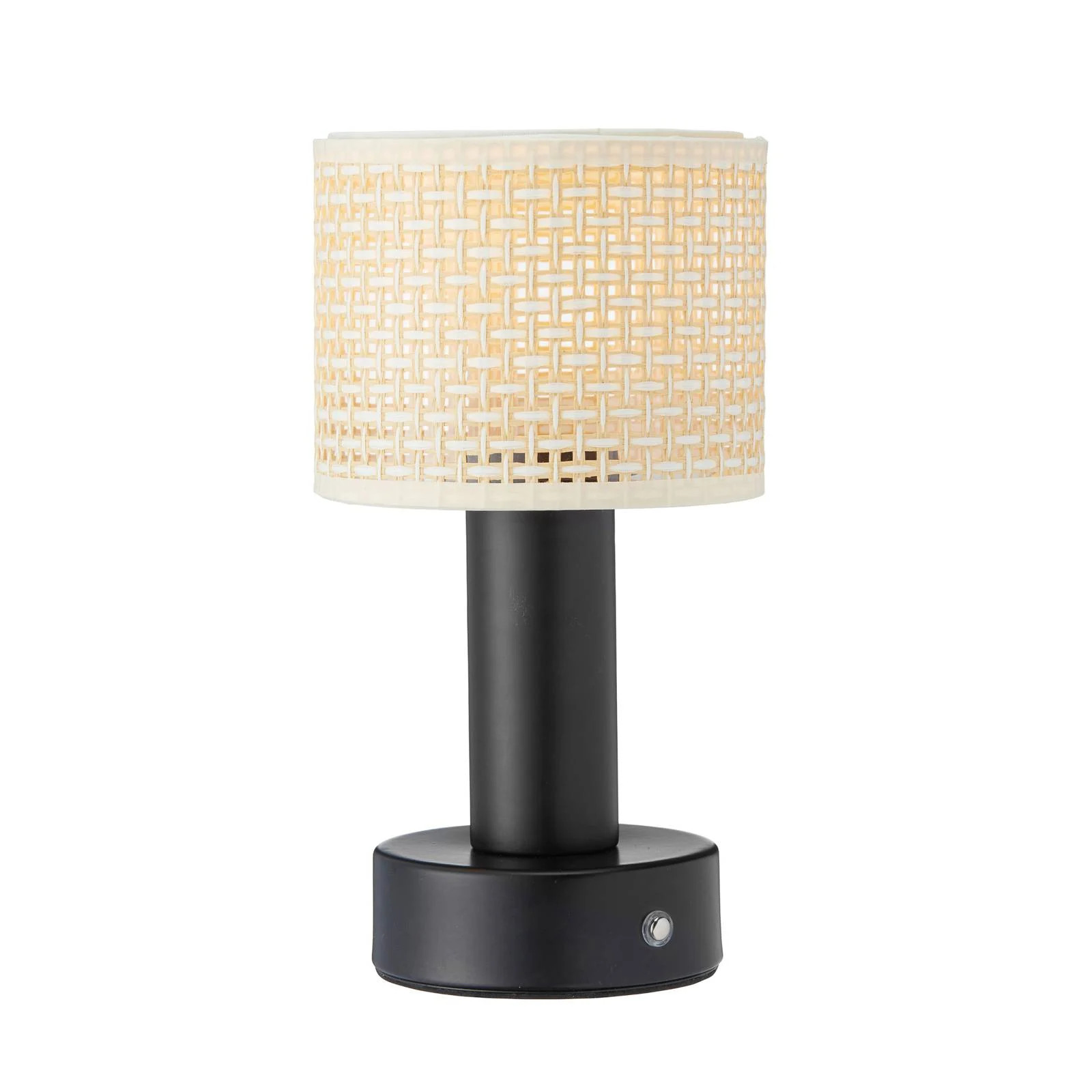 PR Home LED tafellamp Tiara, zwart, modern, metaal en rattan