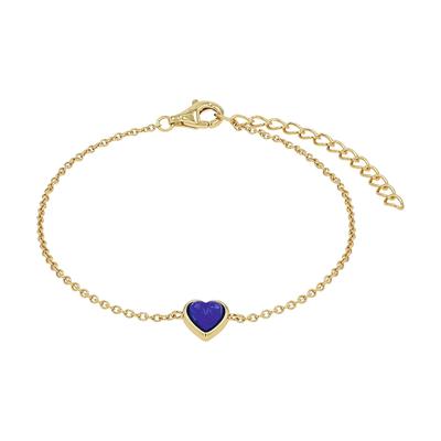 Armband AMOR "Schmuck Geschenk, Herz", gelbgoldfarben, blau, blau, Armbänder, Damen, 20cm, Silber 925 (Sterlingsilber), Armband, mit Lapislazuli