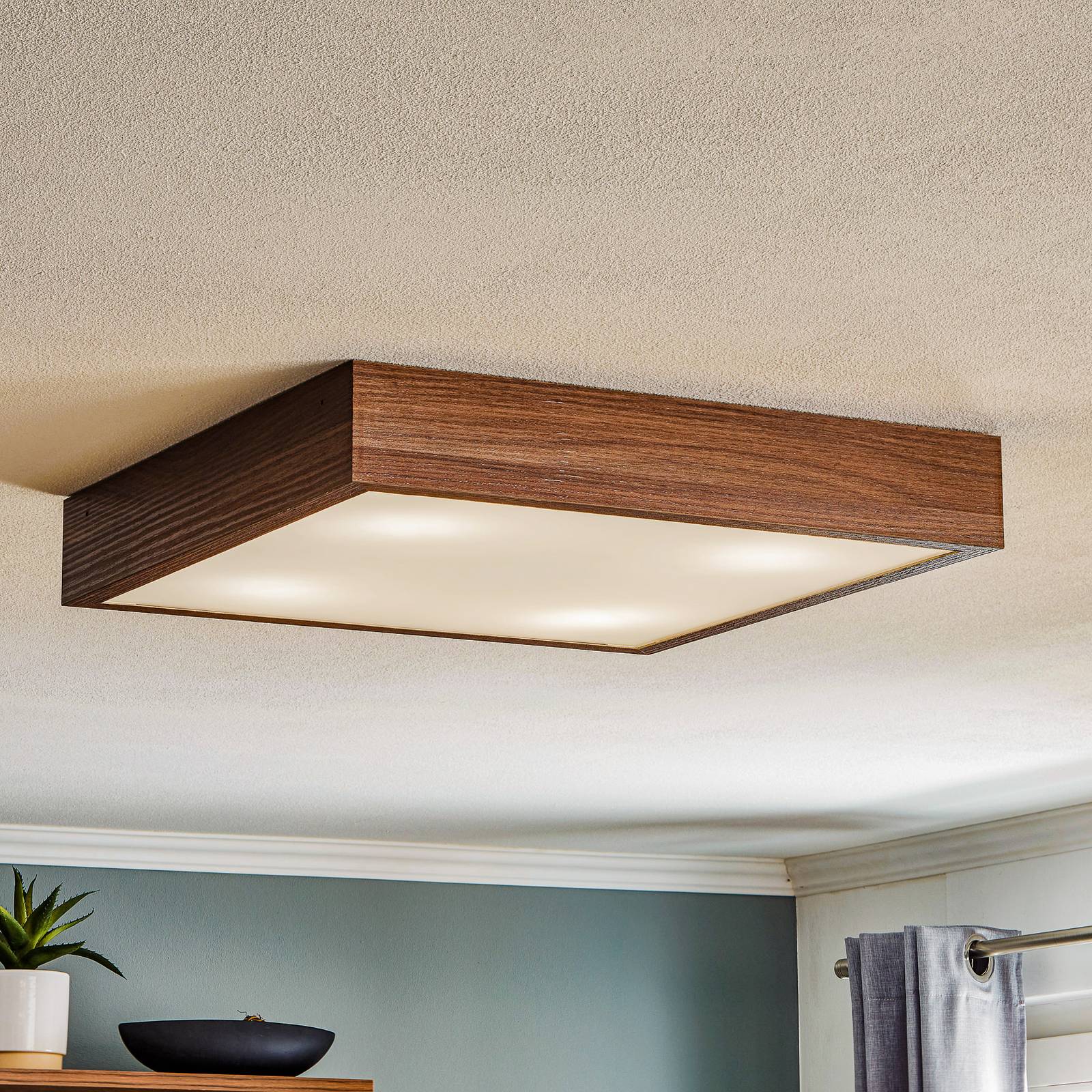 Deckenlampe Tromsö Argon, dimmbar, Holz dunkel, für Wohn- / Esszimmer, Holz, Deckenlampe