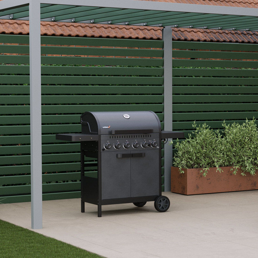 Charles Bentley 6 - Burner Freestanding Propane 63463 BTU BTU Gas Grill with Side Burner and Cabinet Matte Black 6