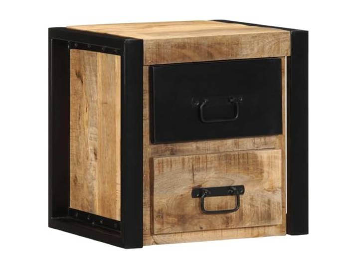 Makastle Nachttisch 40x35x40 cm Raues Mango-Massivholz