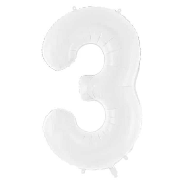 Partydeco Ballon alu Chiffre "3" Blanc (1x) (FB130-3-008)