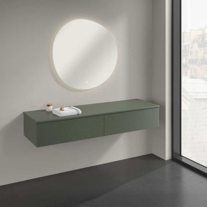 Villeroy und Boch Antao Sideboard K42100HL 160x26,8x50cm, Waschbeckenplattenfarbe Lack, leaf green matt lacquer