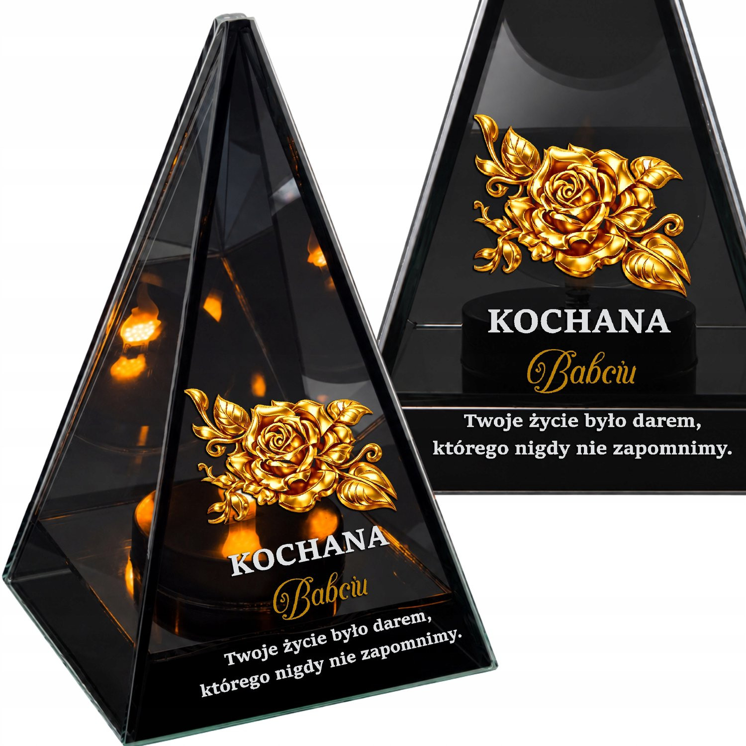 Decortrend Luxe LED Piramide Znicz met UV-druk Voor Oma