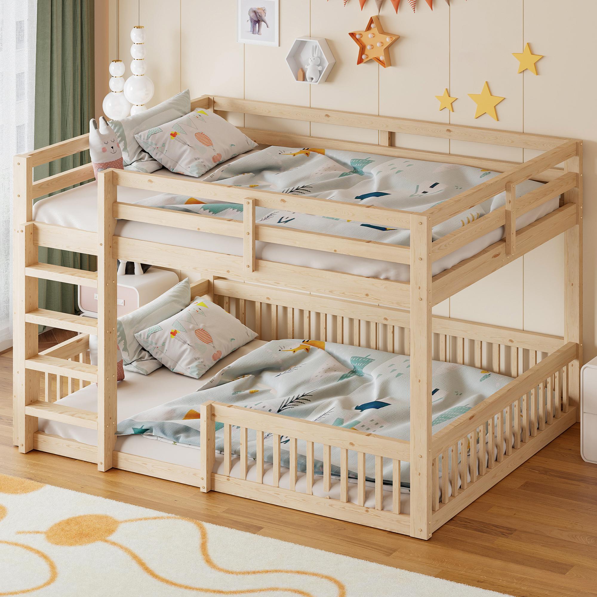 Etagenbett 160x200, mit Geländern, stabil, vielseitig (Beige)
