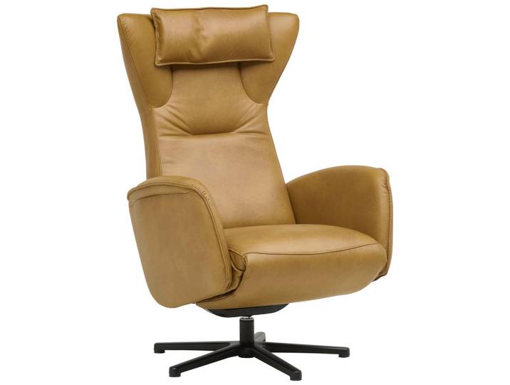 Valdera Relaxsessel, Currygelb, Metall, Echtleder, Nappaleder, Longlife-Leder, 75x106x86 cm, Goldenes M, Fussart wählbar, Lederauswahl, Stoffauswahl, Relaxfunktion, Herz-Waage-Funktion, Wohnzimmer, Sessel, Relaxsessel